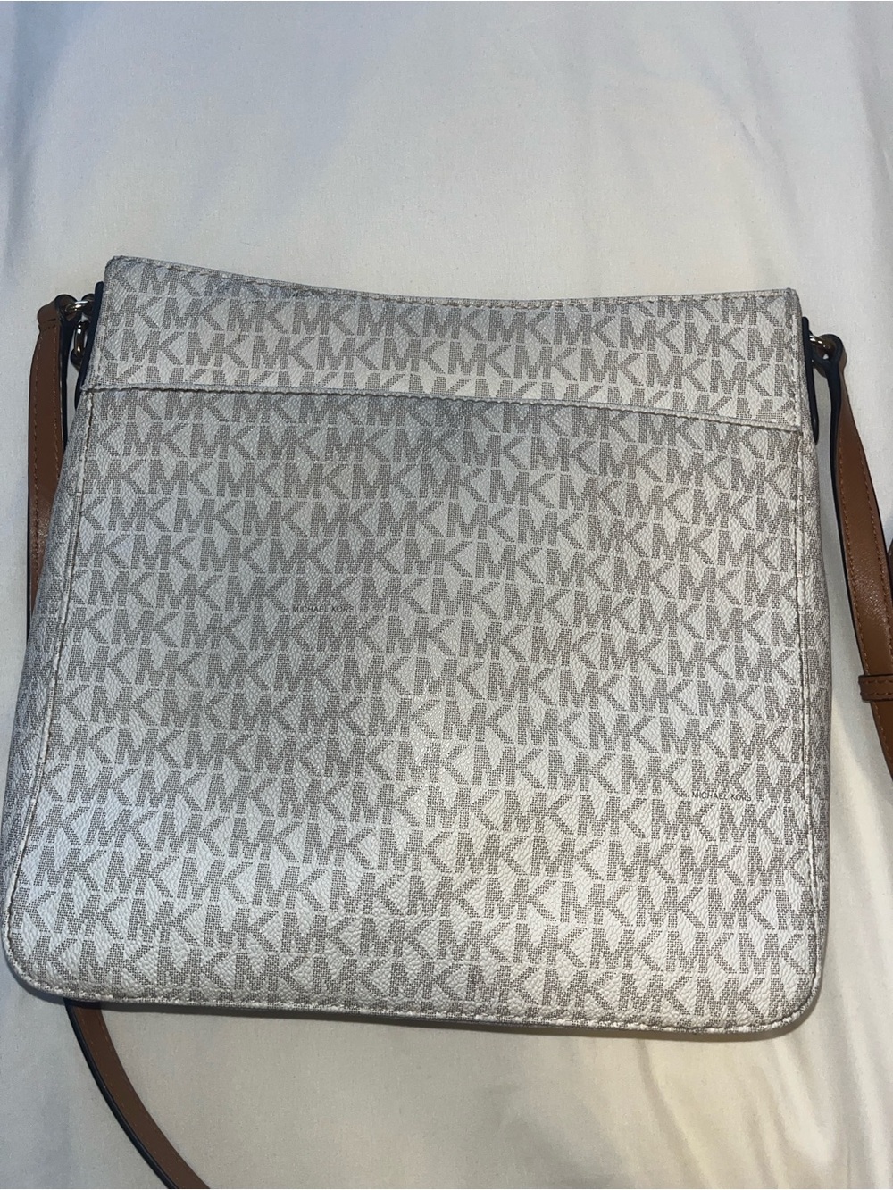 Michael Kors Beige Monogram Crossbody with Brown Strap - Picture 12 of 16